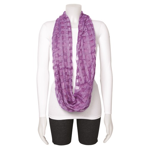 Purple Sheer Windowpane Design Circular Viscose Scarf