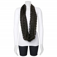 Black Sheer Windowpane Design Circular Viscose Scarf view 1