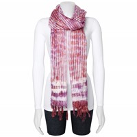 Burgundy Purple White Sheer Stripe Viscose Fashion Scarf view 2