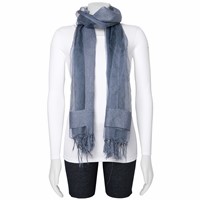Grey Sheer with Textured Edge Viscose Fashion Scarf view 2