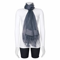 Grey Sheer with Textured Edge Viscose Fashion Scarf view 1