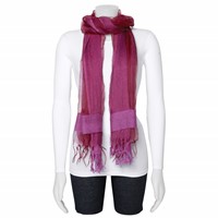 Purple Sheer with Textured Edge Viscose Fashion Scarf view 2