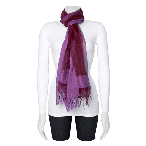 Purple Sheer W Textured Edge Viscose Fashion Scarf