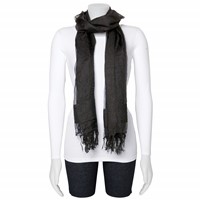 Black Sheer W Textured Edge Viscose Fashion Scarf view 2