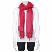 Wine Sheer with Textured Edge Viscose Fashion Scarf view 2