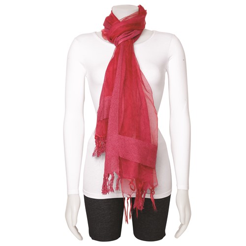 Wine Sheer with Textured Edge Viscose Fashion Scarf