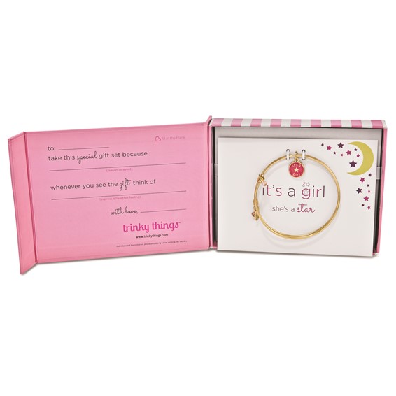 Gold-tone Trinky Things It’s a Girl Star Bracelet/Card