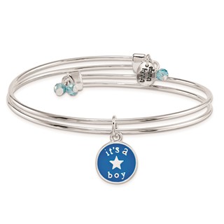 Silver-tone Trinky Things It's a Boy Star Bracelet/Card
