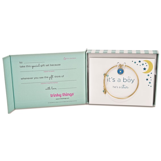 Gold-tone Trinky Things It’s a Boy Star Bracelet/Card