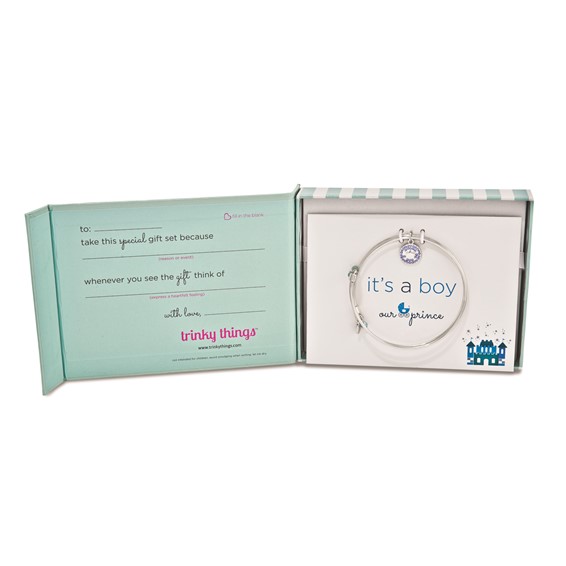Silver-tone Trinky Things It's a Boy Blue Bracelet/Card