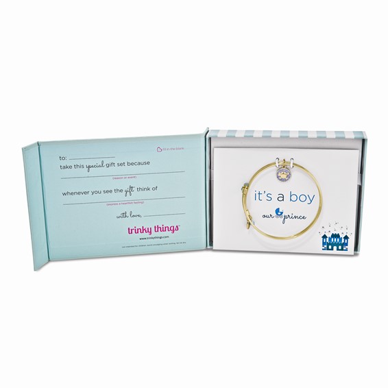 Gold-tone Trinky Things It's a Boy Blue Bracelet/Card