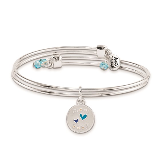 Silver-tone Trinky Things Congrats Blue Stork Bracelet/Card