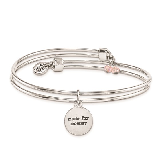 Silver-tone Trinky Things White/Pink Mom Hearts Bracelet/Card