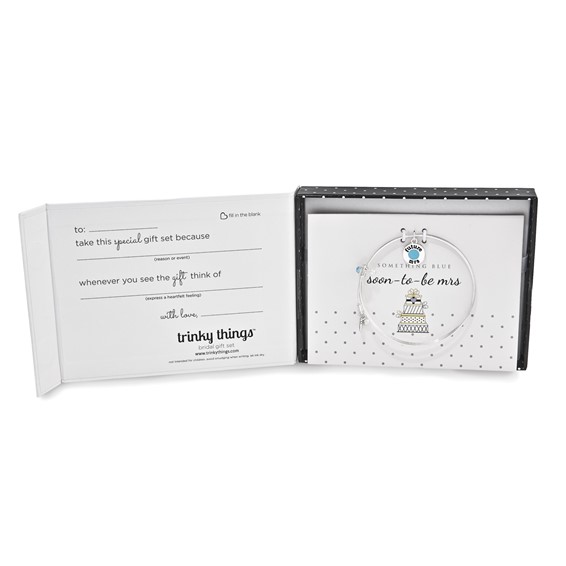 Silver-tone Trinky Things Blue Soon To Be Mrs Bride Bracelet/Card