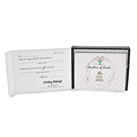 Silver-tone Trinky Things Green Mother of Bride Bracelet/Card