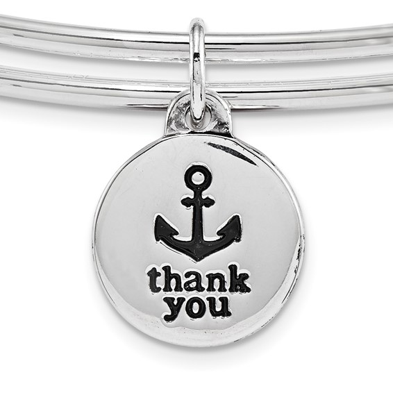 Silver-tone Trinky Things Thank You Bangle Bracelet/Card