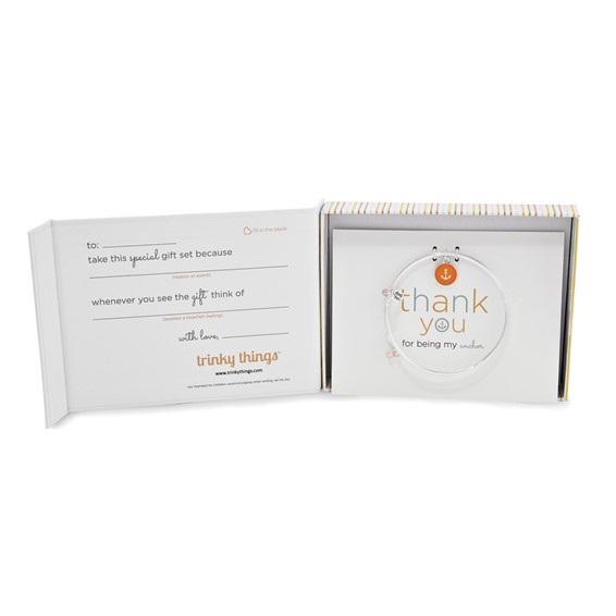 Silver-tone Trinky Things Thank You Bangle Bracelet/Card