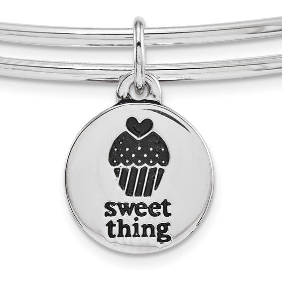 Silver-tone Trinky Things Thank You Bangle Bracelet/Card