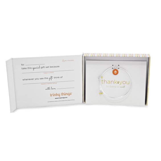 Silver-tone Trinky Things Thank You Bangle Bracelet/Card