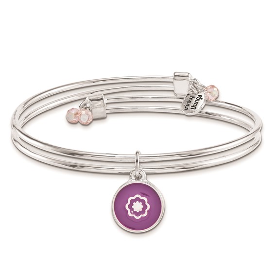 Silver-tone Trinky Things Birthday Flowers Bangle Bracelet/Card