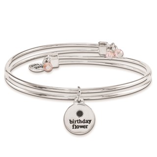 Silver-tone Trinky Things Birthday Flowers Bangle Bracelet/Card