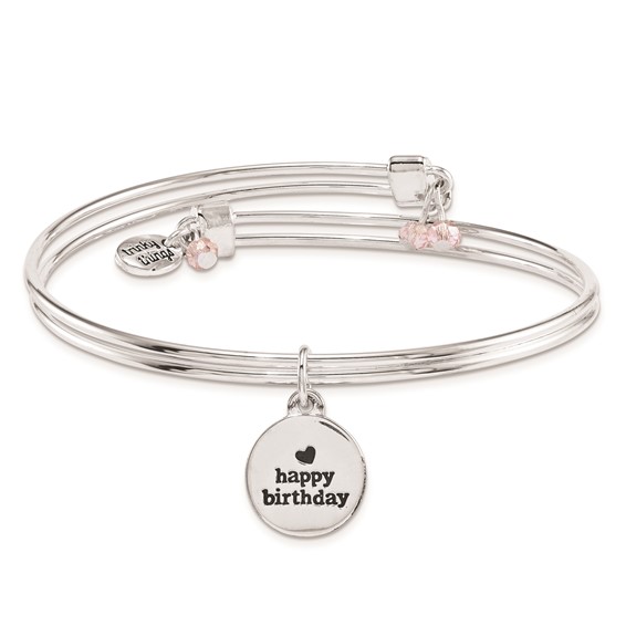 Silver-tone Trinky Things Birthday Happiness Bangle Bracelet/Card