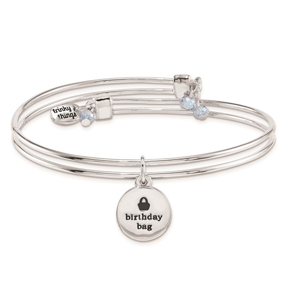 Silver-tone Trinky Things Birthday Wishes Bangle Bracelet/Card