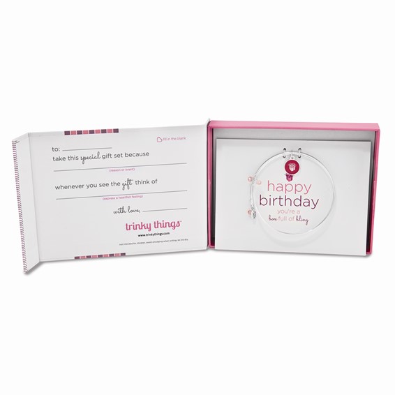 Silver-tone Trinky Things Birthday Box of Bling Bangle Bracelet/Card