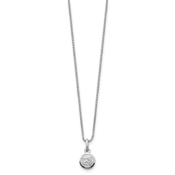 Sterling Silver Satin Angel 14 inch Necklace with Pink Gift Pouch