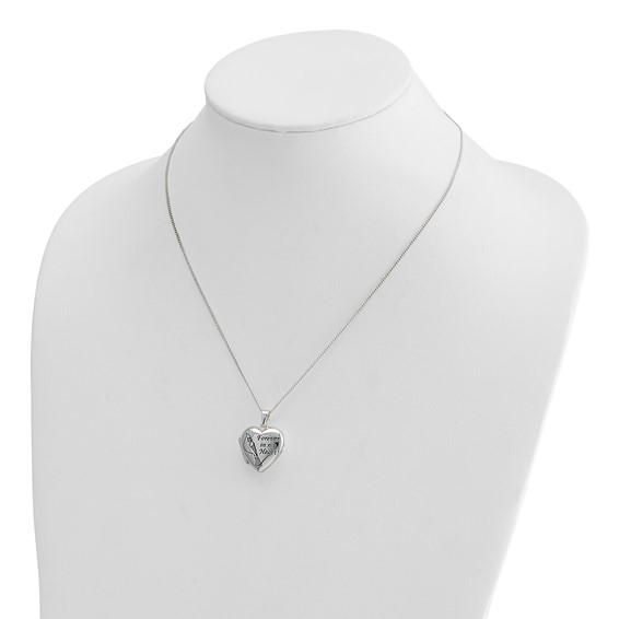 Silver-plated Metal Cardinals Song FOREVER IN MY HEART Locket 18 inch Necklace with Poem