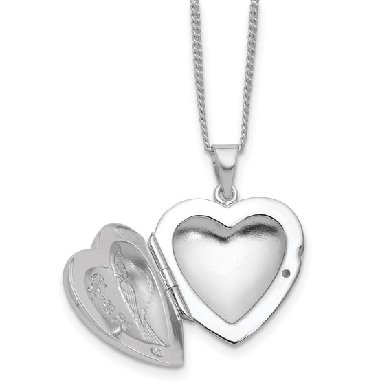 Silver-plated Metal Cardinals Song FOREVER IN MY HEART Locket 18 inch Necklace with Poem