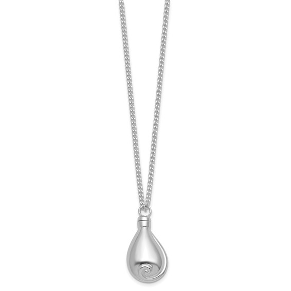Silver-plated No Tears In Heaven Memorial Urn Ash Holder Pendant 23.5 inch Necklace with Poem