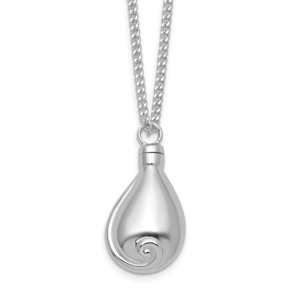 Silver-plated No Tears In Heaven Memorial Urn Ash Holder Pendant 23.5 inch Necklace with Poem