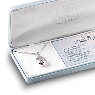 Silver-plated No Tears In Heaven Memorial Urn Ash Holder Pendant 23.5 inch Necklace with Poem