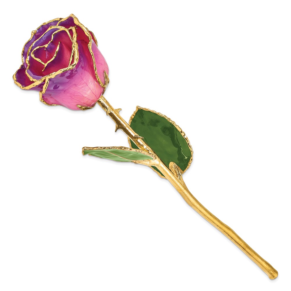 Lacquer Dipped 24k Gold Trim Amethyst Rose Lacquer Dipped 24k Gold Trim Amethyst Rose