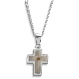 Silver-plated Mustard Seed Faith Acrylic Cross 18 inch Necklace on Poem Card