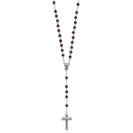 "Set of 3 Silver-tone Green, Blue, and Pink Marbled Bead Rosary Set"