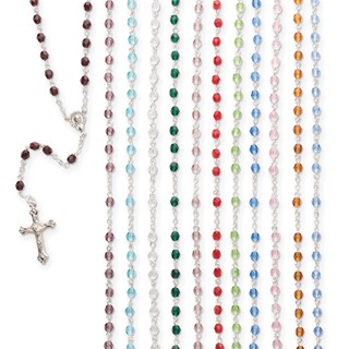 Silver-tone Birthstone Color Glass Bead Rosary Assortment Set of 12