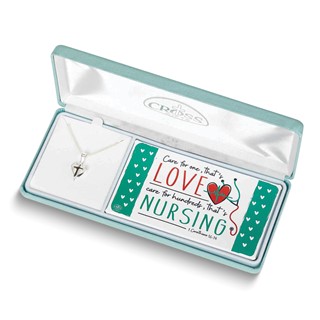 Silver-plated Nursing Heart Cross Gift Boxed 18 in. Necklace
