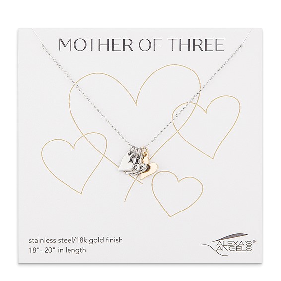 Stainless Steel Gold-tone Mother of Three 20 inch Necklace