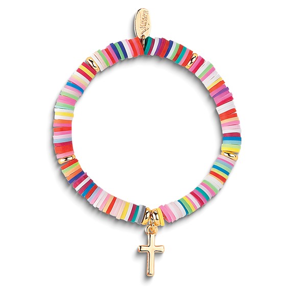 Heishi Cross Stretch 6 inch Bracelet