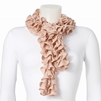 Beige Knitted Frill Fashion Scarf view 1