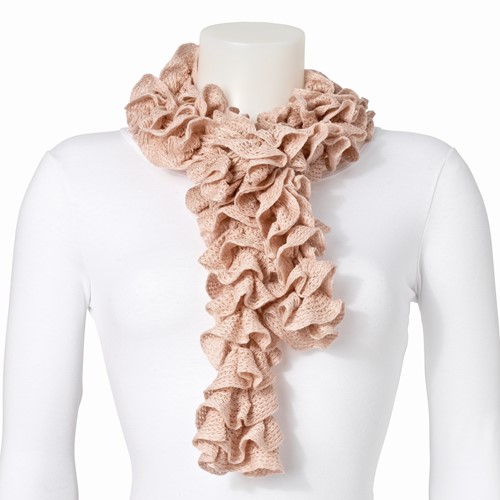 Beige Knitted Frill Fashion Scarf