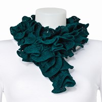 Green Knitted Frill Fashion Scarf view 1