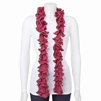 Dark Pink Knitted Frill Fashion Scarf view 3