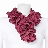 Dark Pink Knitted Frill Fashion Scarf view 1