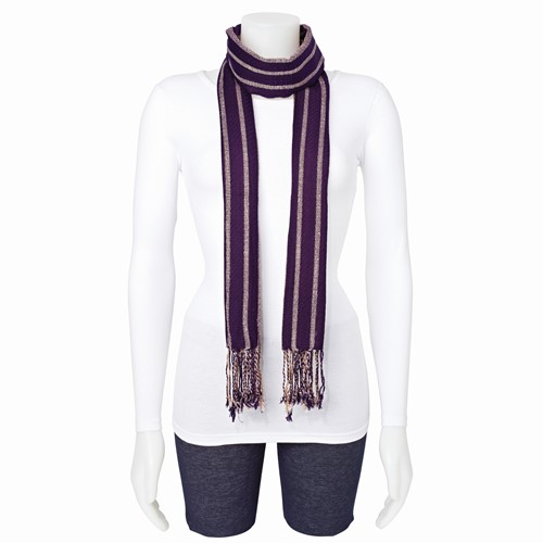 Purple & Metallic Gold Stripes Fashion Scarf