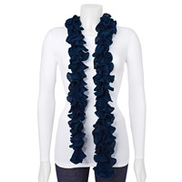 Dark Blue Knitted Frill Fashion Scarf view 3