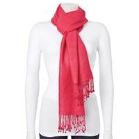 Hot Pink Silk Wool Blend Pashmina Scarf view 3