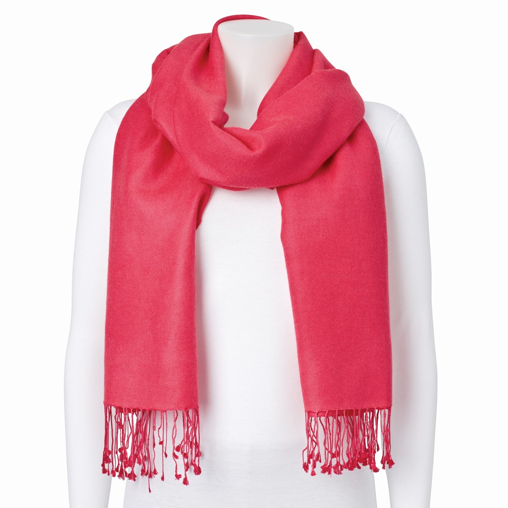 Hot Pink Silk Wool Blend Pashmina Scarf